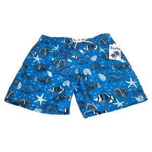 Trunks Fish Shells Starfish Swim Trunks Blue Sizes Large and XLarge